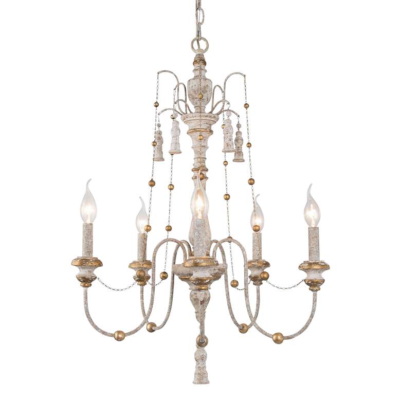 Image 1 Marley 21 1/2" Wide Distressed Gray-White 5-Light Chandelier