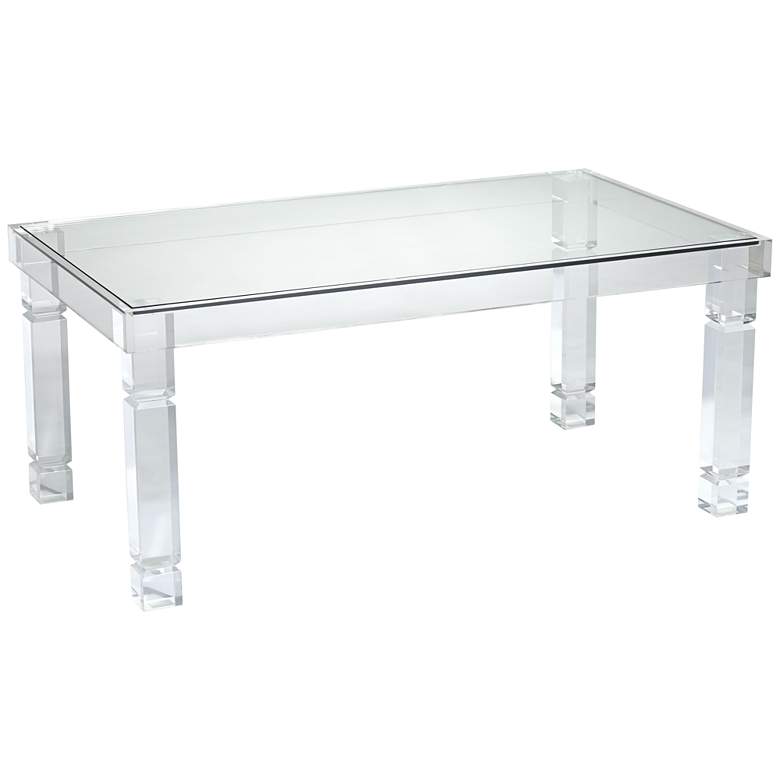 Image 3 Marley 42 inch Wide Acrylic and Glass Rectangular Modern Coffee Table