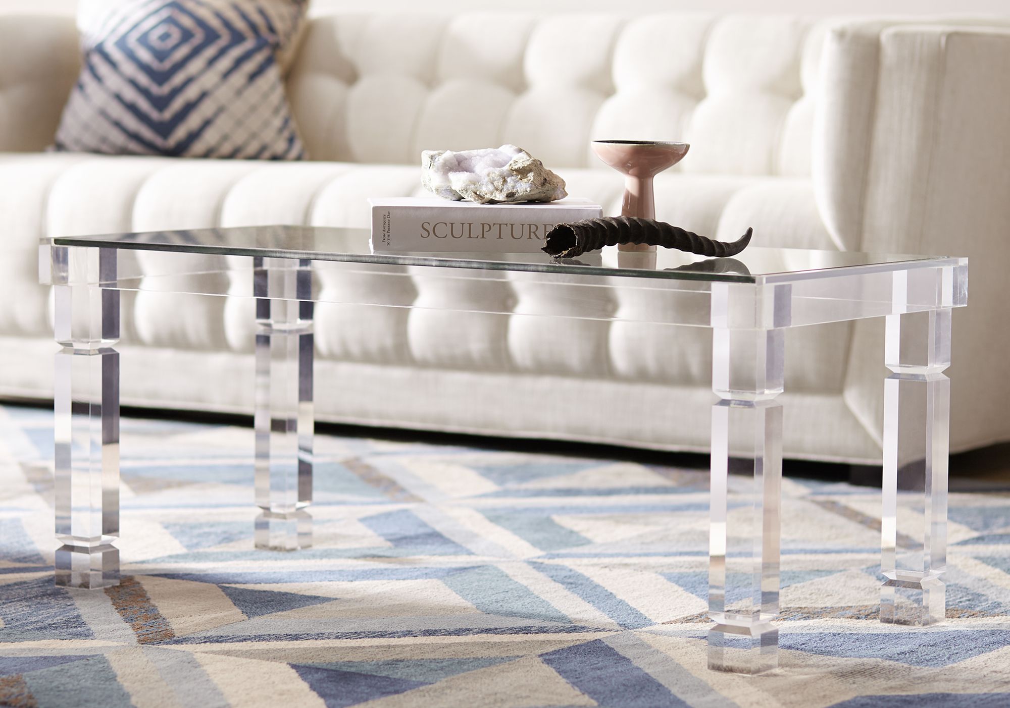 Acrylic and deals silver coffee table