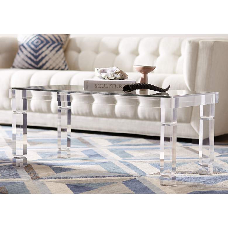 Image 2 Marley 42 inch Wide Acrylic and Glass Rectangular Modern Coffee Table