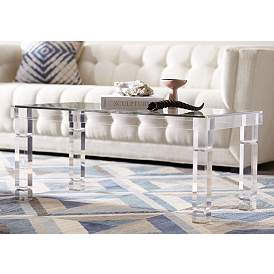 Image2 of Marley 42" Wide Acrylic and Glass Rectangular Modern Coffee Table