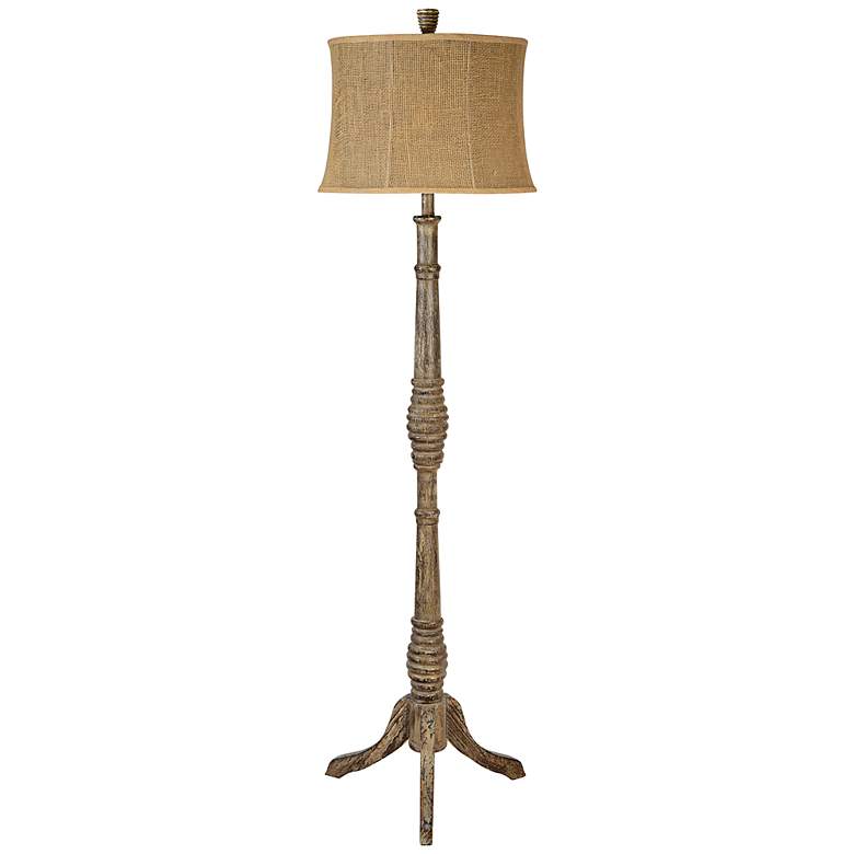 Image 1 Marley Antique Distressed Taupe Candlestick Floor Lamp