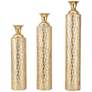 Marlis Distressed Metallic Gold Cylinder Bud Vases Set of 3