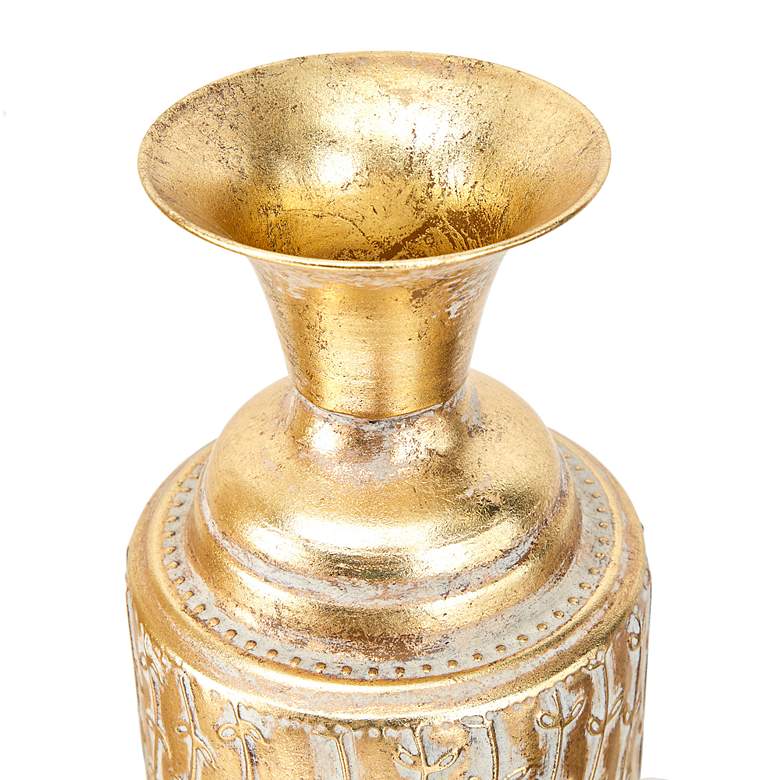 Image 3 Marlis Distressed Metallic Gold Cylinder Bud Vases Set of 3 more views