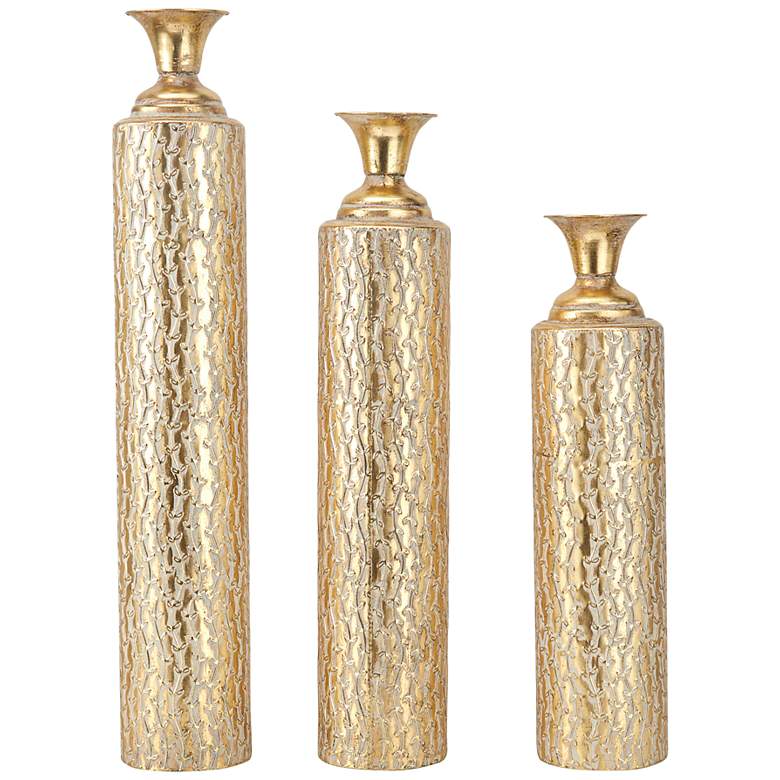 Image 6 Marlis Distressed Metallic Gold Cylinder Bud Vases Set of 3 more views