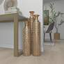 Marlis Distressed Metallic Gold Cylinder Bud Vases Set of 3
