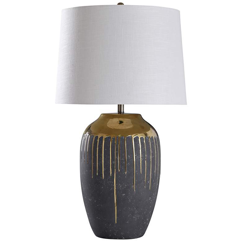 Marloe 35&quot; High Gold Drip Ceramic Table Lamp