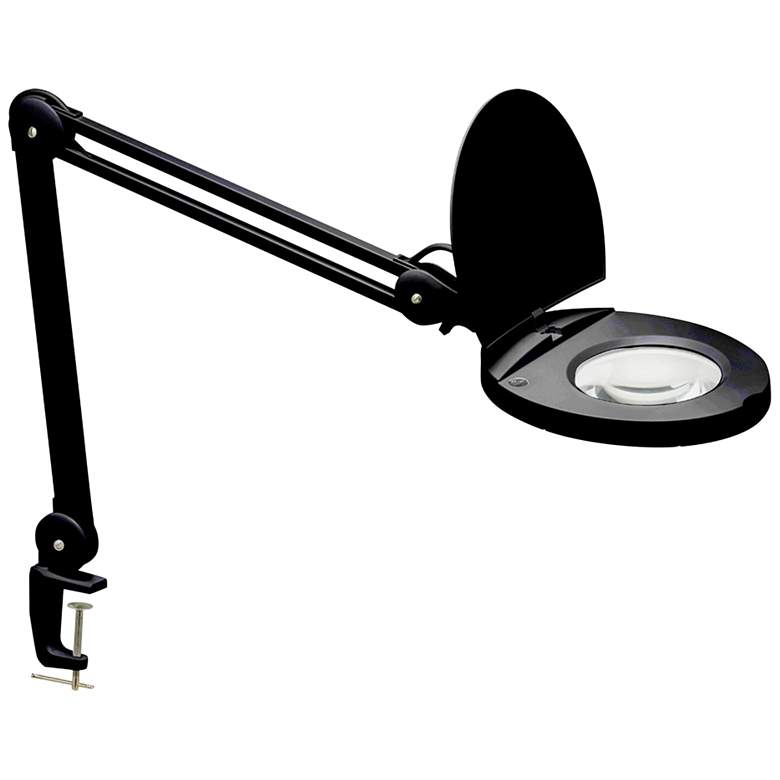 Image 1 Marlone Black Metal Clamp-On Adjustable LED Magnifier Desk Lamp