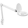 Marlone White Metal Clamp-On Modern LED Architect Magnifier Desk Lamp