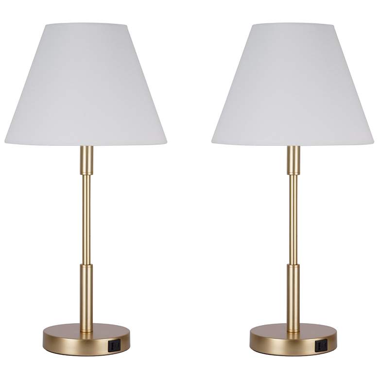 Image 1 Marlow 24" High Antique Brass USB Port Table Lamps Set of 2