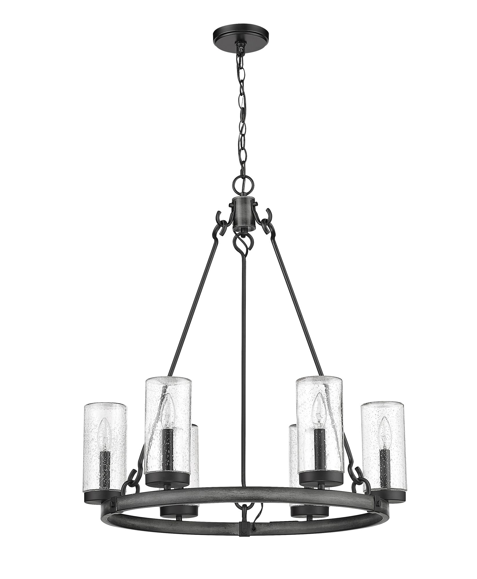 Marlow 31"H Ashen Barnboard 6-Light Outdoor Hanging Light