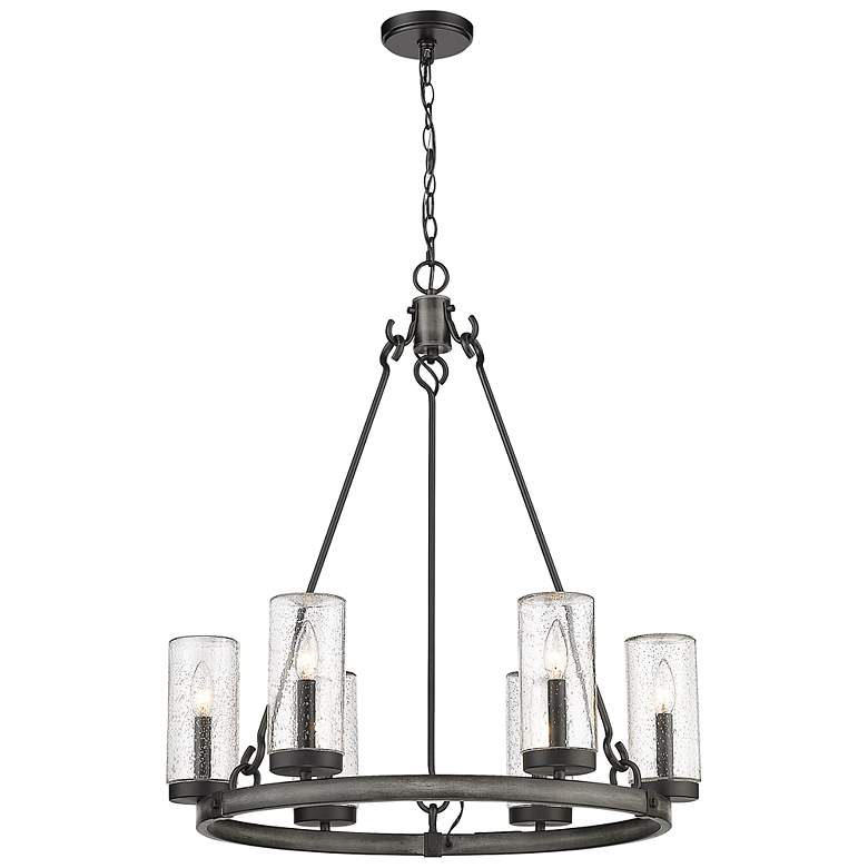 Image 2 Marlow by Z-Lite Ashen Barnboard 6 Light Outdoor Pendant