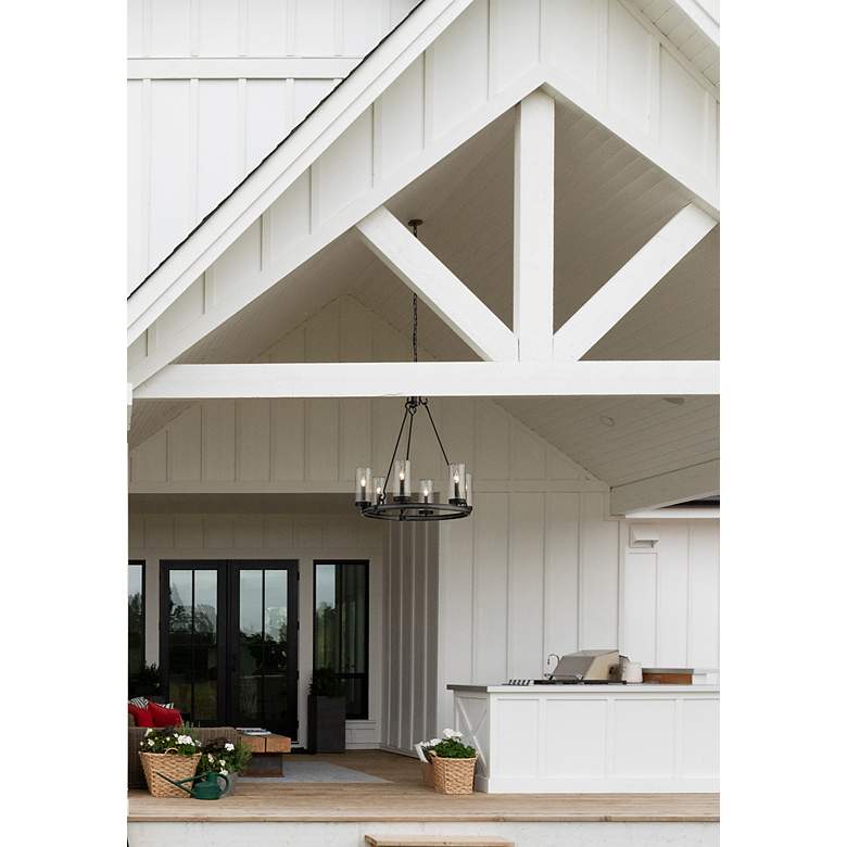 Image 4 Marlow by Z-Lite Ashen Barnboard 6 Light Outdoor Pendant more views