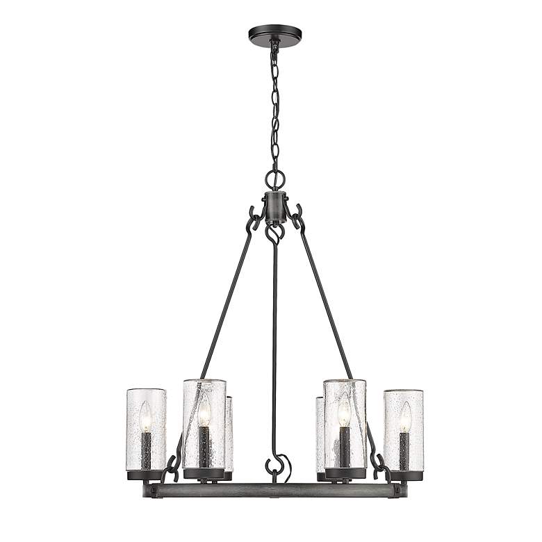 Image 5 Marlow by Z-Lite Ashen Barnboard 6 Light Outdoor Pendant more views