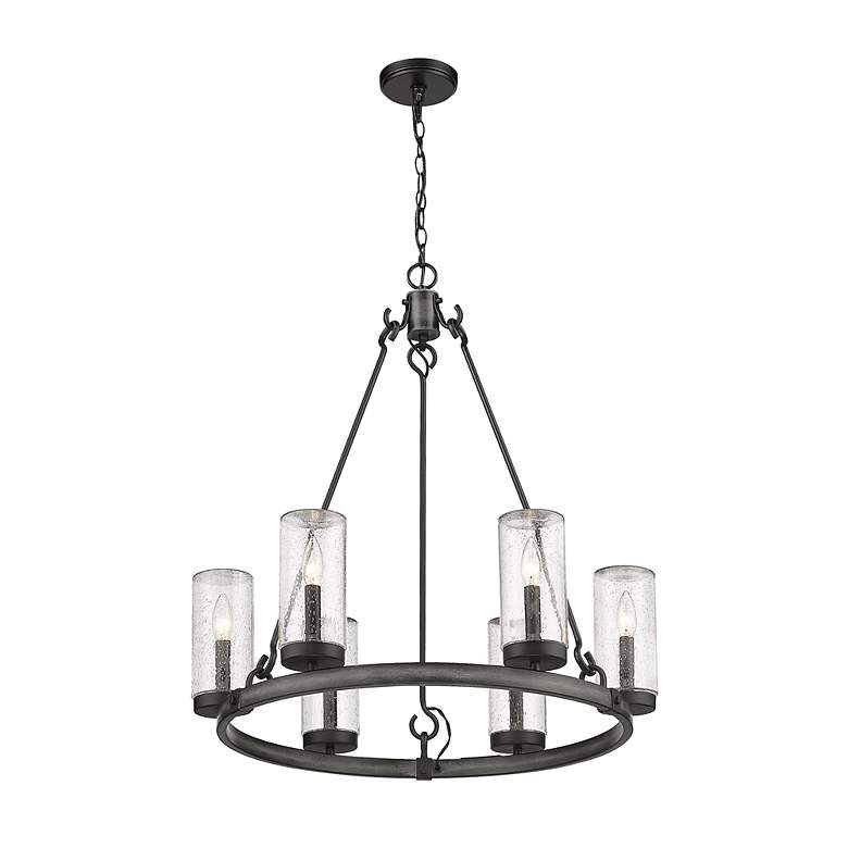 Image 6 Marlow by Z-Lite Ashen Barnboard 6 Light Outdoor Pendant more views