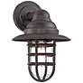 Marlowe 13 1/4" High Bronze Hooded Cage Outdoor Wall Light in scene