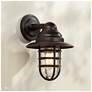 Marlowe 13 1/4" High Bronze Hooded Cage Outdoor Wall Light in scene