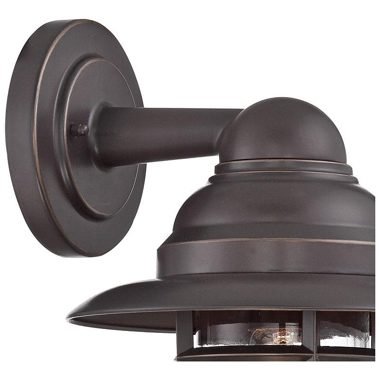Marlowe 13 1/4 inch High Bronze Hooded Cage Outdoor Wall Light more views