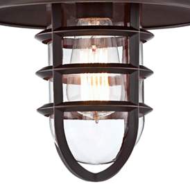 Image3 of Marlowe 13 1/4" High Bronze Hooded Cage Wall Sconce more views