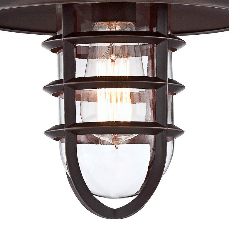 Image 3 Marlowe 13 1/4" High Bronze Hooded Cage Wall Sconce more views