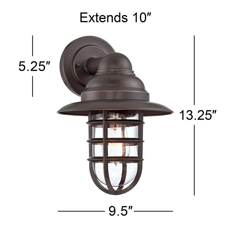 Image 6 Marlowe 13 1/4 inch High Bronze Hooded Cage Wall Sconce more views