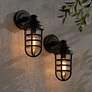 Marlowe 13 1/4" High Bronze Metal Cage Outdoor Wall Light Set of 2