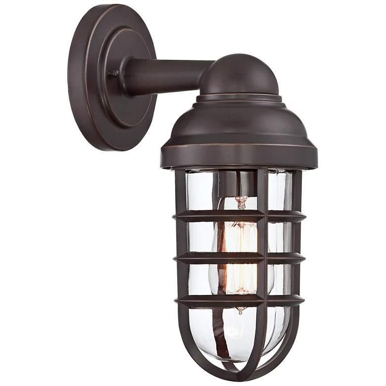 Image 6 Marlowe 13 1/4" High Bronze Metal Cage Outdoor Wall Light Set of 2 more views