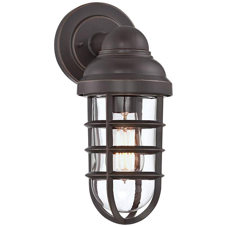 Image 2 Marlowe 13 1/4 inch High Bronze Metal Cage Outdoor Wall Light