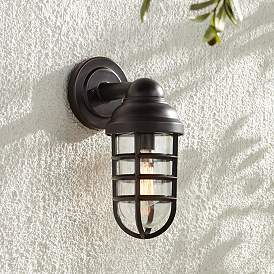 Image1 of Marlowe 13 1/4" High Bronze Metal Cage Outdoor Wall Light