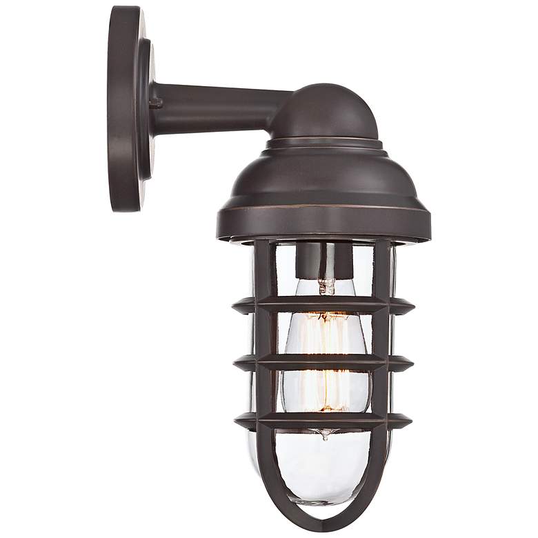 Image 6 Marlowe 13 1/4 inch High Bronze Metal Cage Outdoor Wall Light more views