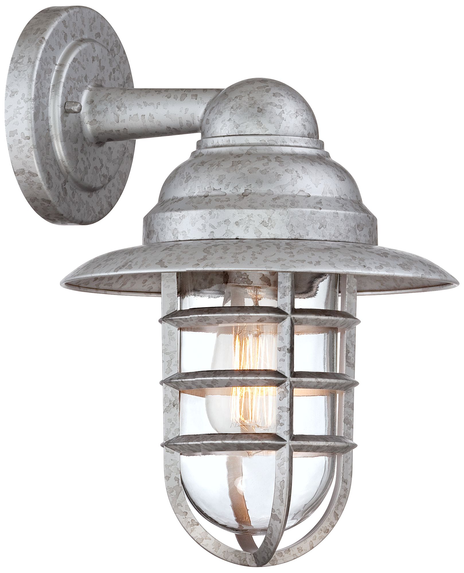 Image 6 Marlowe 13 1/4" High Galvanized Hooded Cage Outdoor Wall Light more views