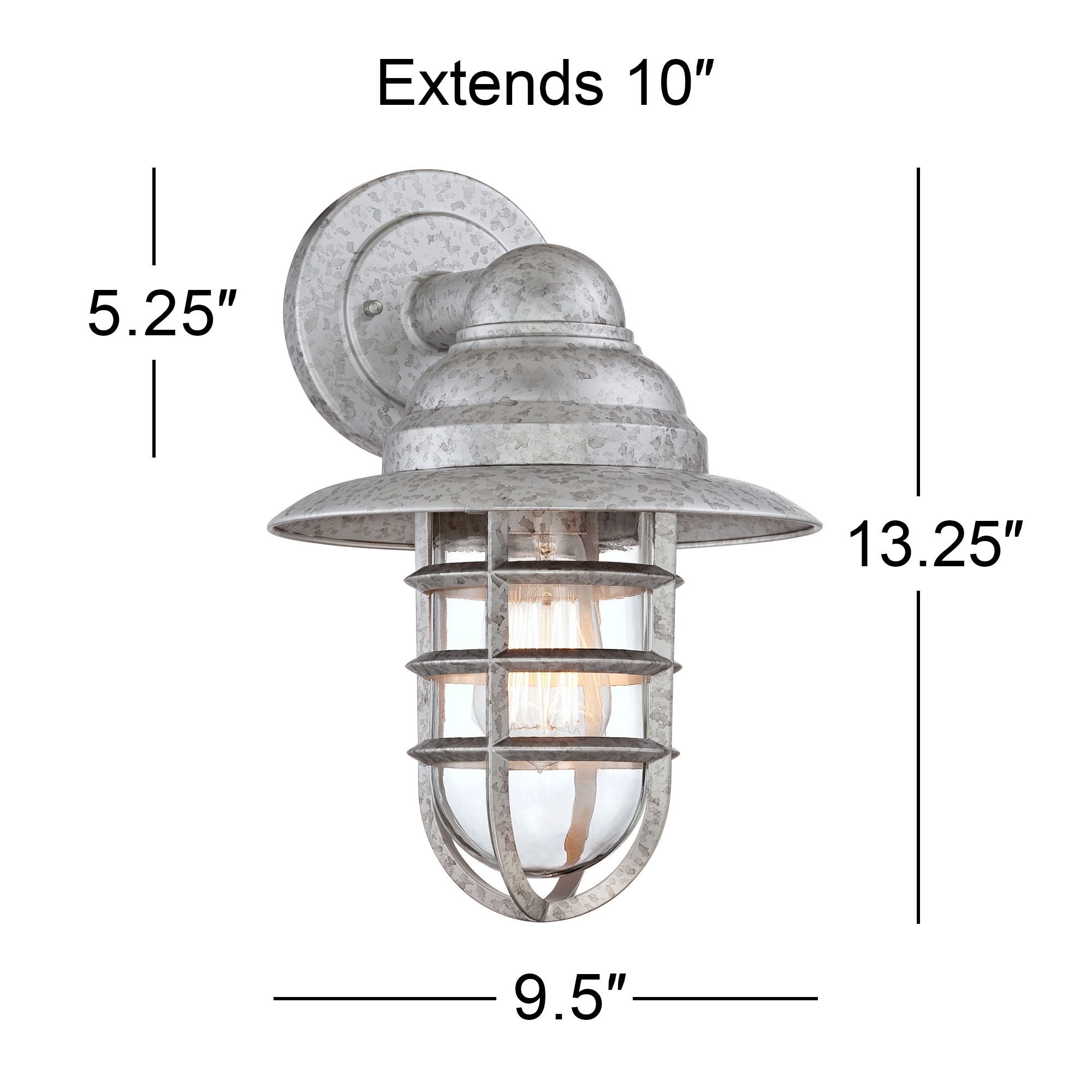 Marlowe 13 1/4" High Galvanized Hooded Cage Outdoor Wall Light in scene