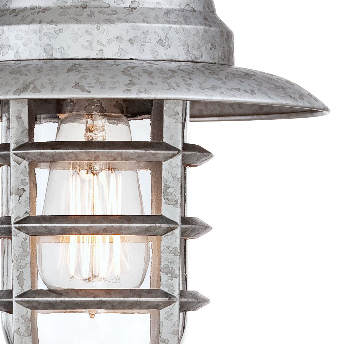 Image 2 Marlowe 13 1/4" High Galvanized Hooded Cage Wall Sconce more views