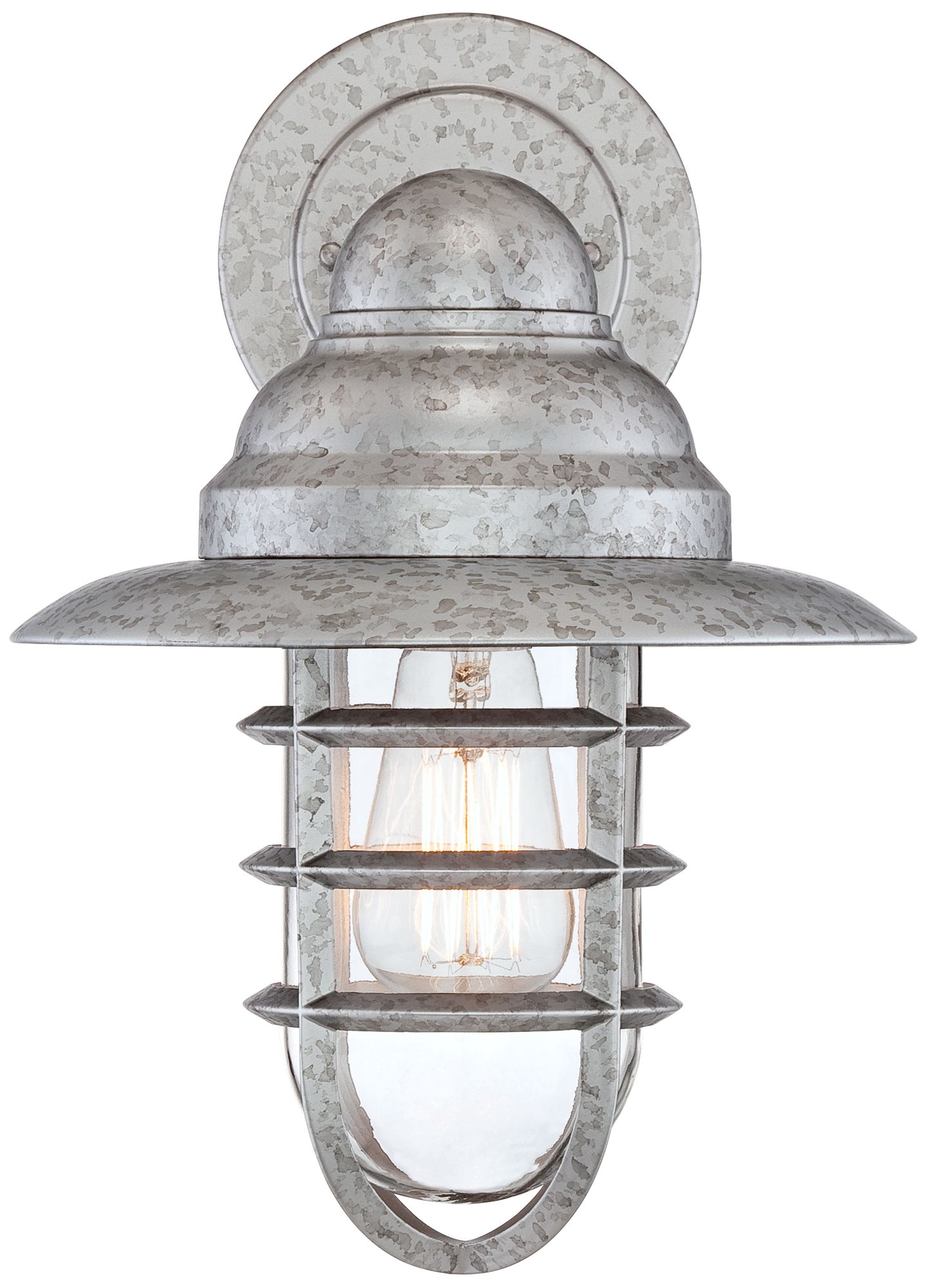 Image 3 Marlowe 13 1/4" High Galvanized Hooded Cage Wall Sconce more views
