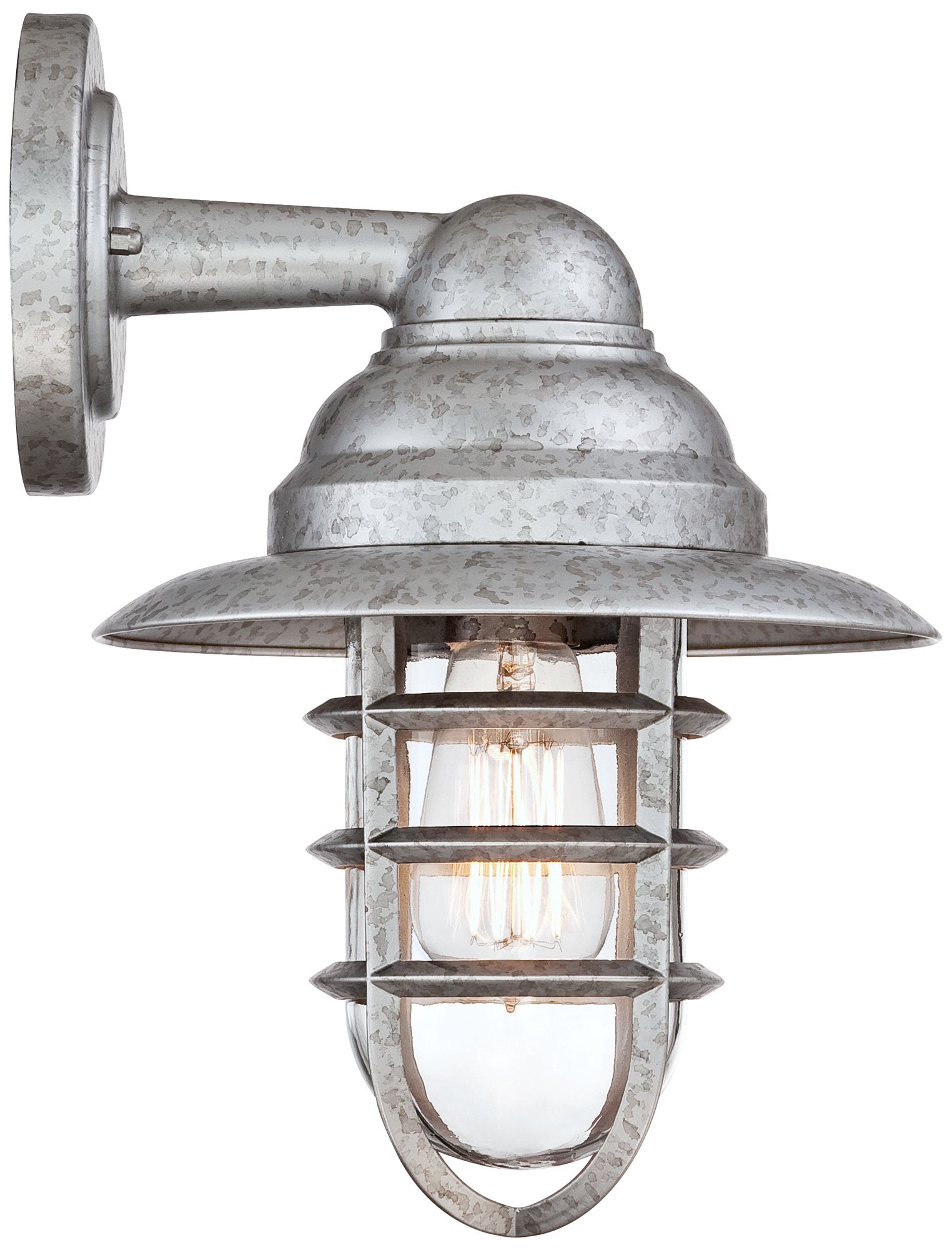 Image 5 Marlowe 13 1/4" High Galvanized Hooded Cage Wall Sconce more views