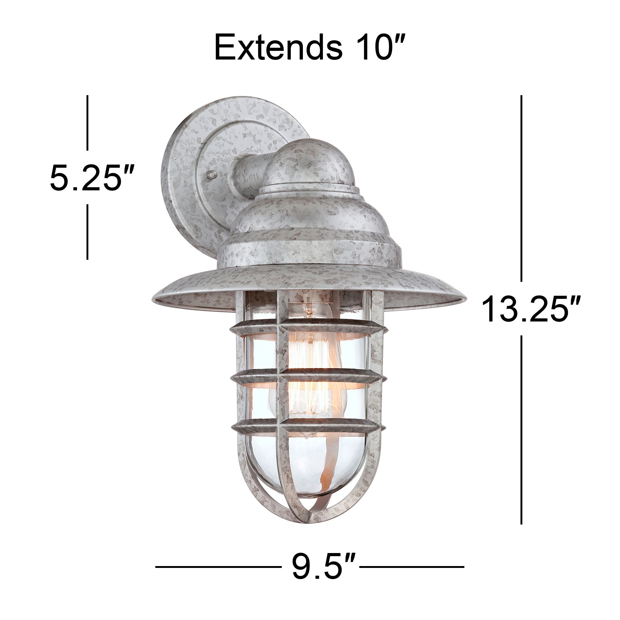 Image 6 Marlowe 13 1/4" High Galvanized Hooded Cage Wall Sconce more views
