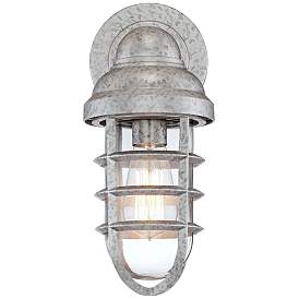 Image3 of Marlowe 13 1/4" High Galvanized Steel Outdoor Wall Light Set of 2 more views