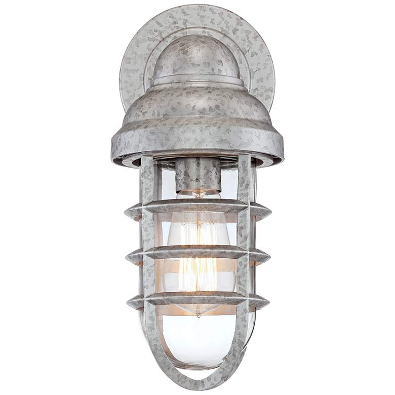 Image 3 Marlowe 13 1/4 inch High Galvanized Steel Outdoor Wall Light Set of 2 more views