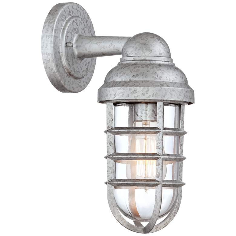 Image 4 Marlowe 13 1/4 inch High Galvanized Steel Outdoor Wall Light Set of 2 more views