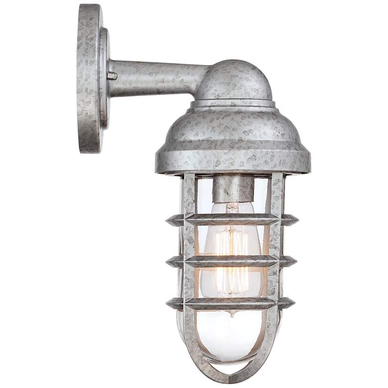 Image 5 Marlowe 13 1/4 inch High Galvanized Steel Outdoor Wall Light Set of 2 more views