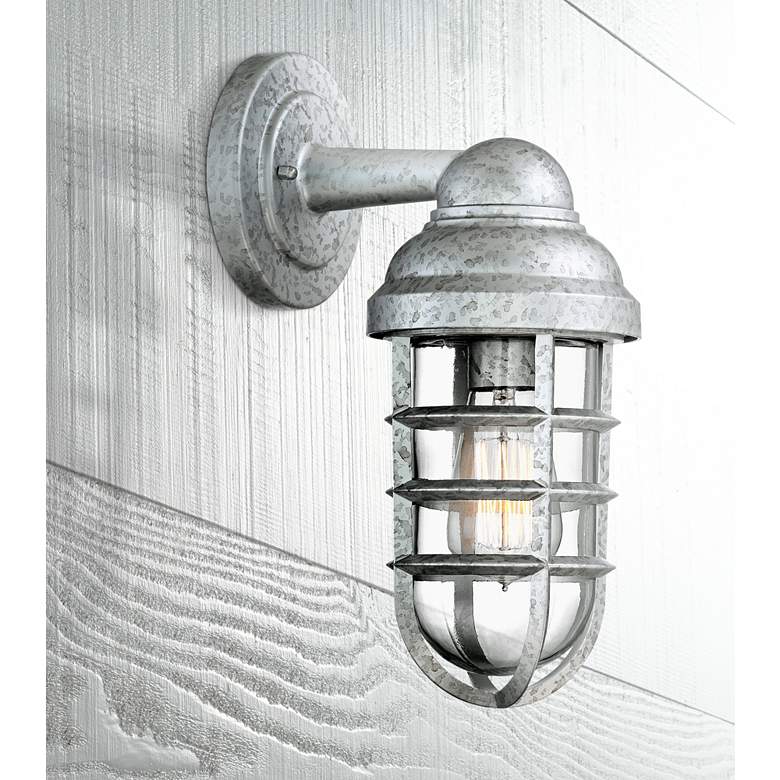 Image 7 Marlowe 13 1/4" High Galvanized Steel Outdoor Wall Light Set of 2 more views