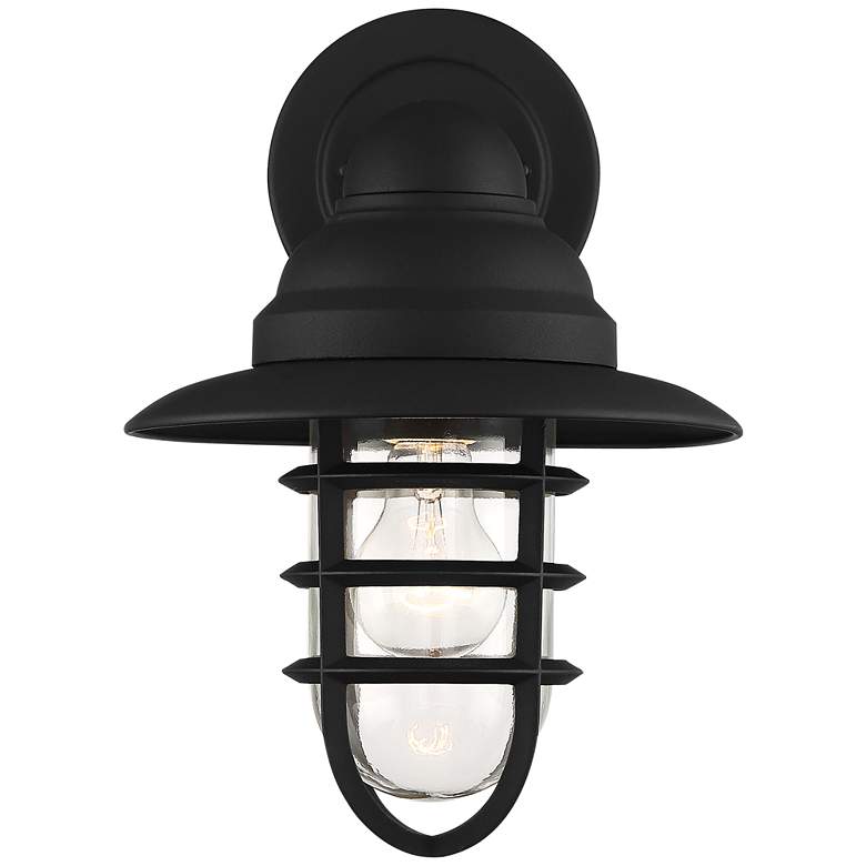 Image 4 Marlowe 13" High Black Hooded Cage Outdoor Wall Light Set of 2 more views