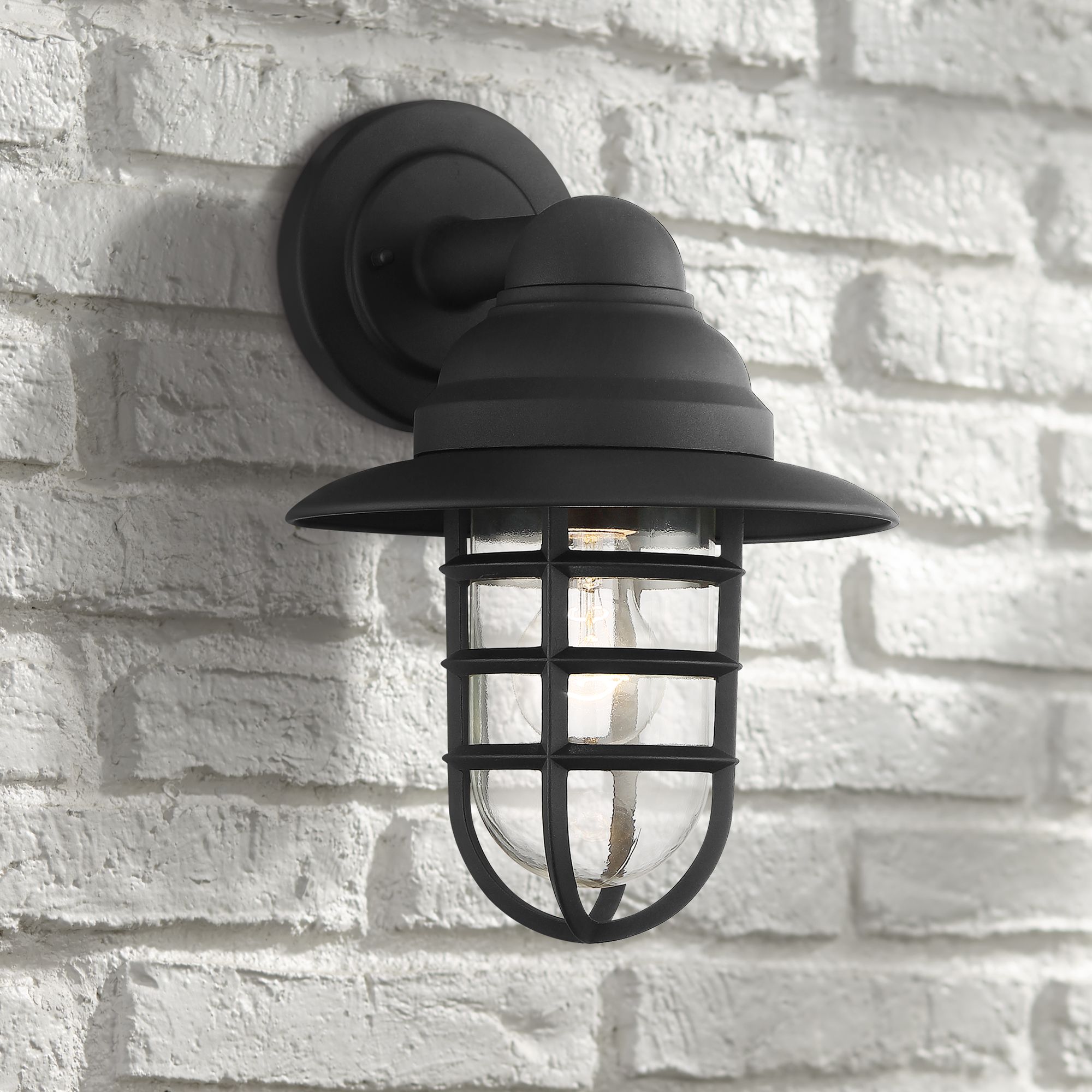 black cage wall light