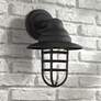 Marlowe 13" High Black Hooded Cage Outdoor Wall Light
