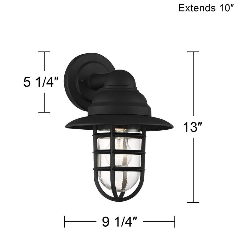 Image 7 Marlowe 13" High Black Hooded Cage Wall Sconce more views