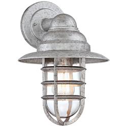 Marlowe 13&quot; High Galvanized Hooded Cage Outdoor Wall Light