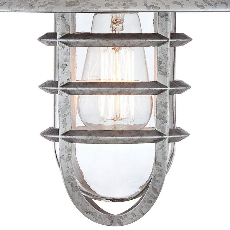 Image 4 Marlowe 13" High Galvanized Hooded Cage Outdoor Wall Light more views