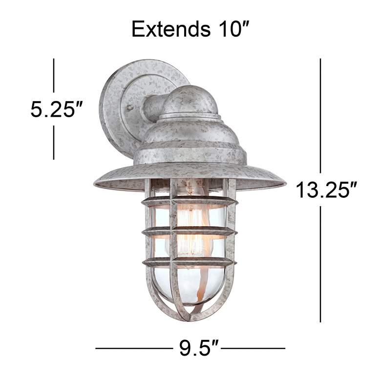 Image 6 Marlowe 13 inch High Galvanized Hooded Cage Wall Sconce more views