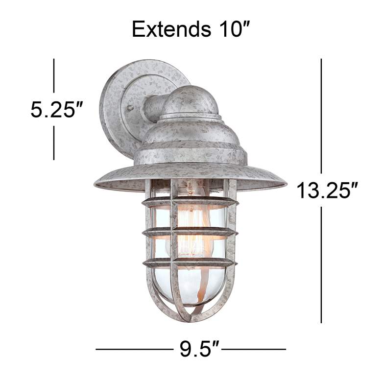 Image 6 Marlowe 13" High Galvanized Hooded Cage Wall Sconce more views