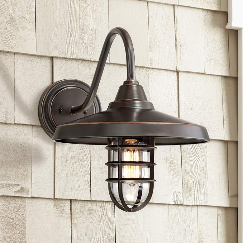 Image 6 Marlowe 16 3/4 inch High Bronze Metal Outdoor Wall Light Set of 2 more views